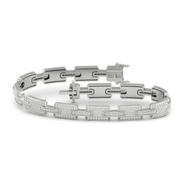 Men's Lab-Created Diamond Bracelet 3-1/2 ct tw Round 14K White Gold