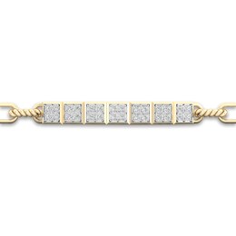 Men's Diamond Bracelet 1-1/3 ct tw Princess 10K Yellow Gold