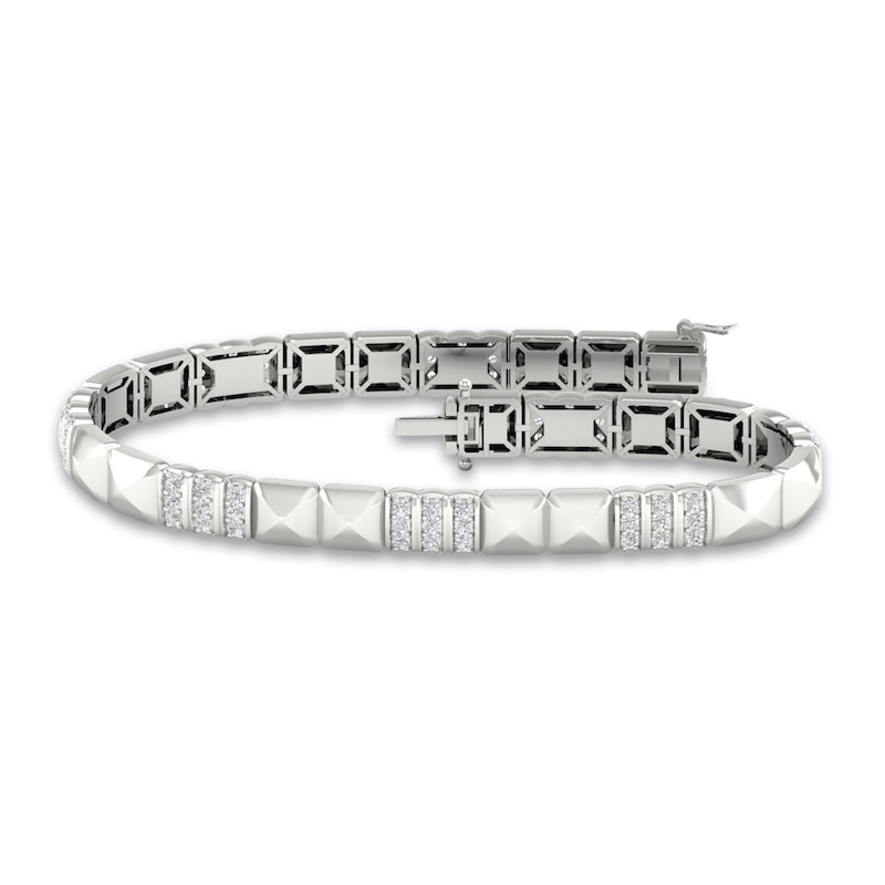 Koopje Beperkt Sicilië Men's Lab-Created Diamond Bracelet 2 ct tw Round 14K White Gold 8.5" | Jared