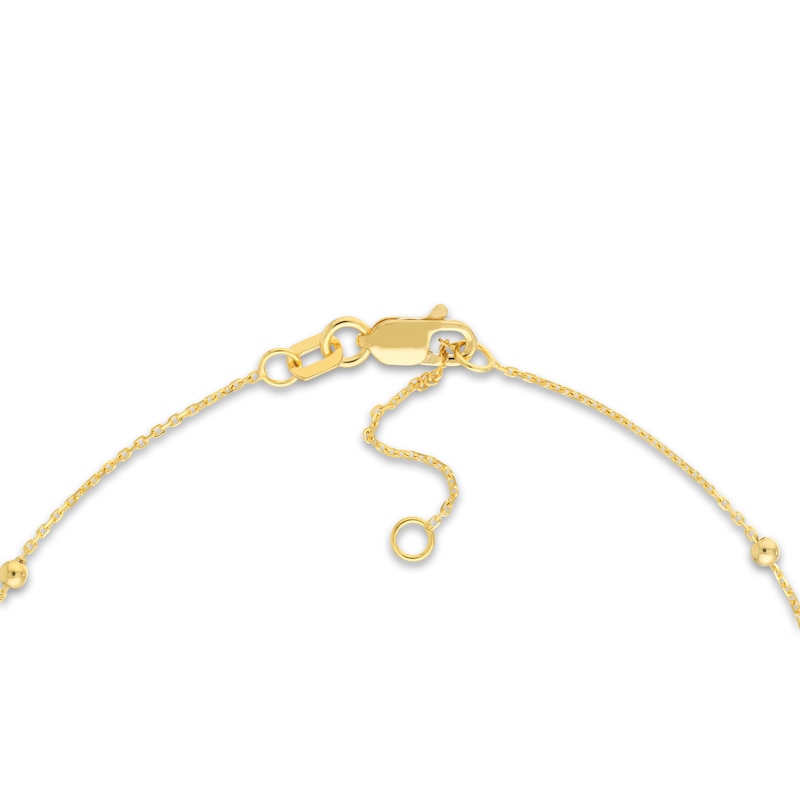 Beaded Station Bracelet 14K Yellow Gold 7.5" Adj.
