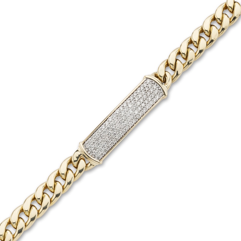 Main Image 2 of Men's Diamond ID Bracelet 2 ct tw Round 10K Yellow Gold 8.5"