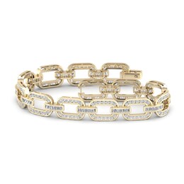 Men's Lab-Created Diamond Bracelet 6 ct tw Round/Baguette 14K Yellow Gold