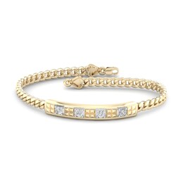 Men's Lab-Created Diamond Bracelet 2 ct tw Round 14K Yellow Gold 8.5&quot;