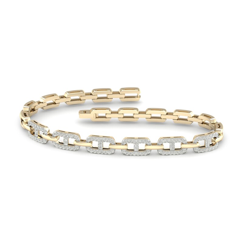 Men's Lab-Created Diamond Bracelet 1 ct tw Round 14K Yellow Gold