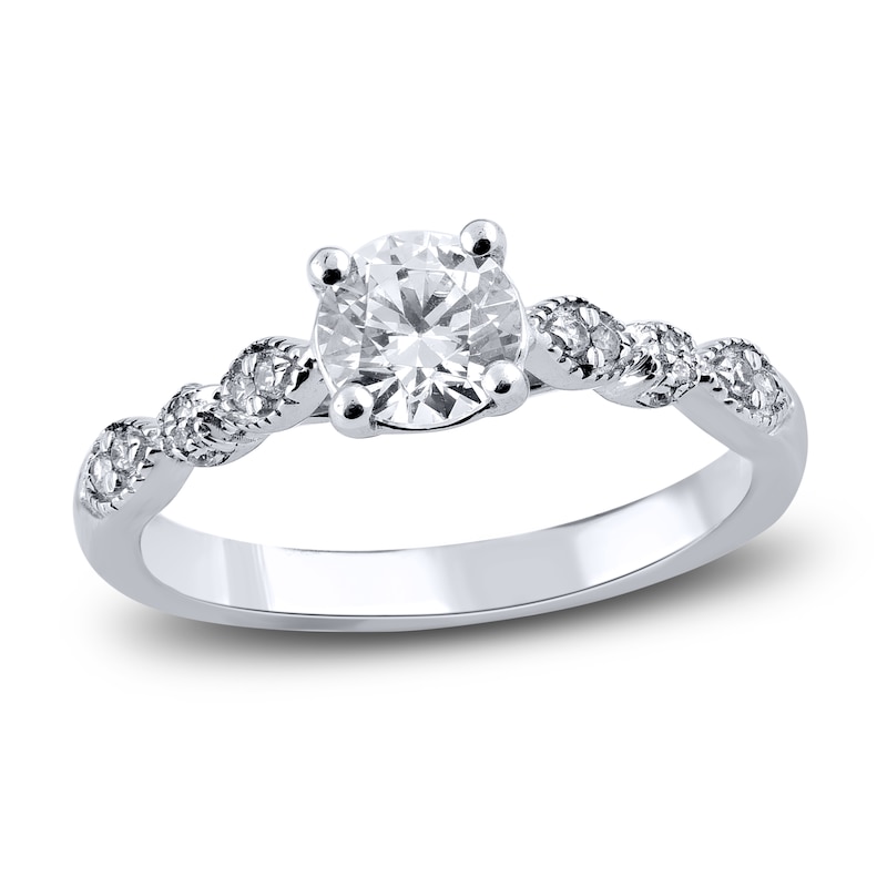 Diamond Engagement Ring 7/8 ct tw Round 14K White Gold