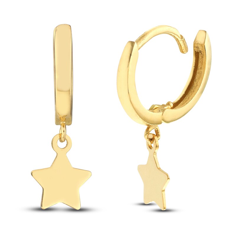Main Image 1 of Star Dangle Drop Earrings 14K Yellow Gold
