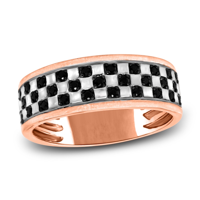 Main Image 1 of Men's Black Diamond Anniversary Ring 1/4 ct tw Round 14K Rose Gold