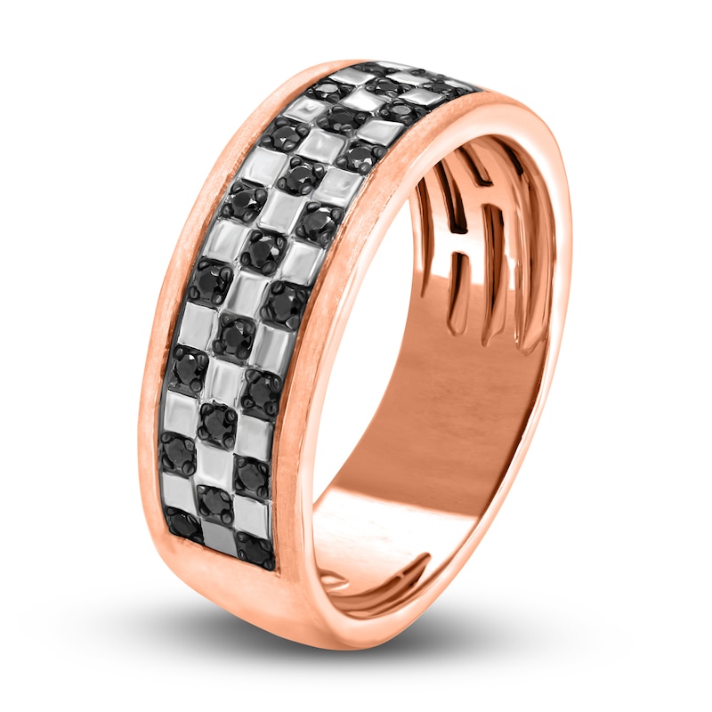 Main Image 2 of Men's Black Diamond Anniversary Ring 1/4 ct tw Round 14K Rose Gold