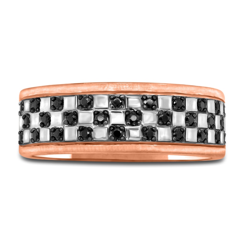 Main Image 3 of Men's Black Diamond Anniversary Ring 1/4 ct tw Round 14K Rose Gold