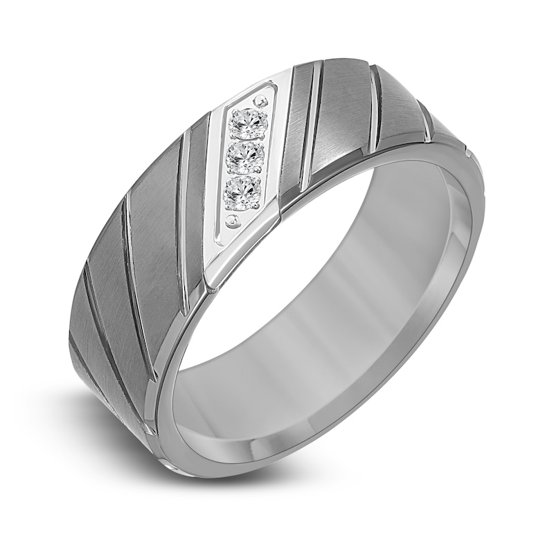 Diamond Wedding Band 1/10 ct tw Round Gray Tungsten