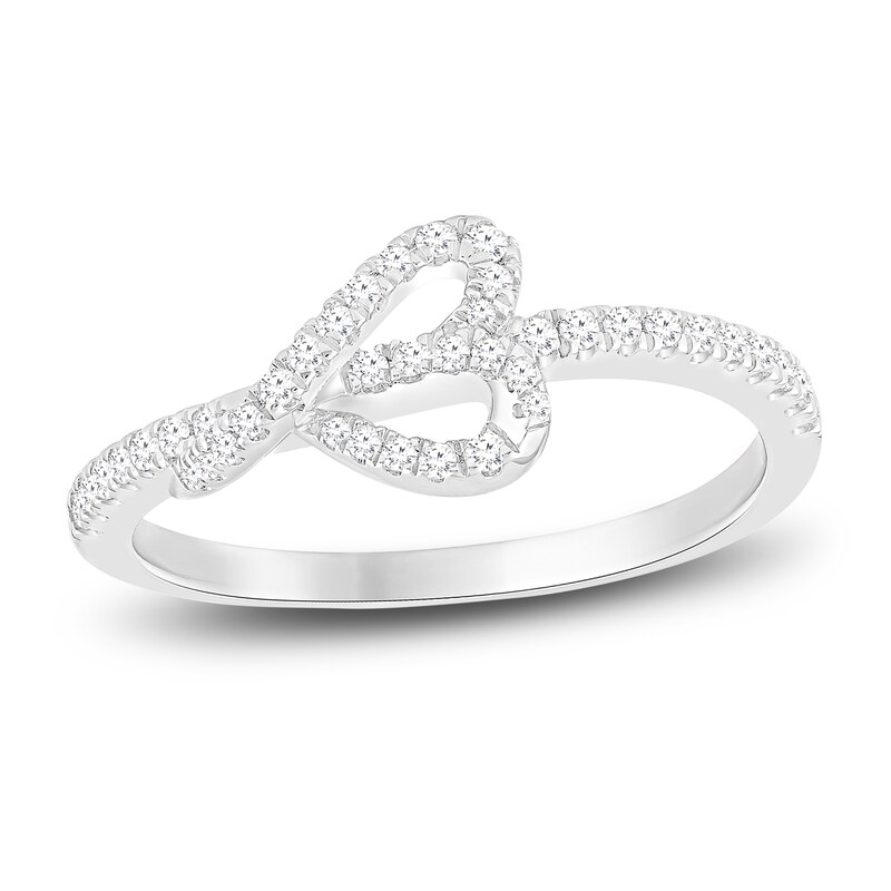 Main Image 1 of Diamond Heart Stack Ring 1/4 ct tw Round 10K White Gold