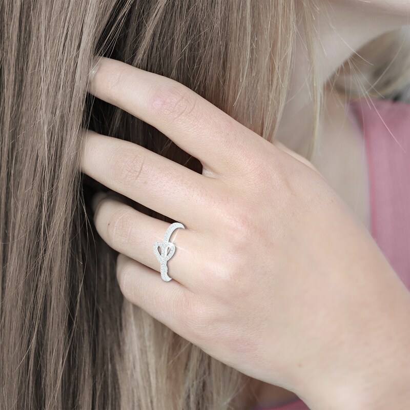 Main Image 4 of Diamond Heart Stack Ring 1/4 ct tw Round 10K White Gold