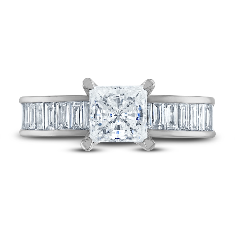 Vera Wang WISH Diamond Engagement Ring 2-1/4 ct tw Princess/Baguette 18K White Gold