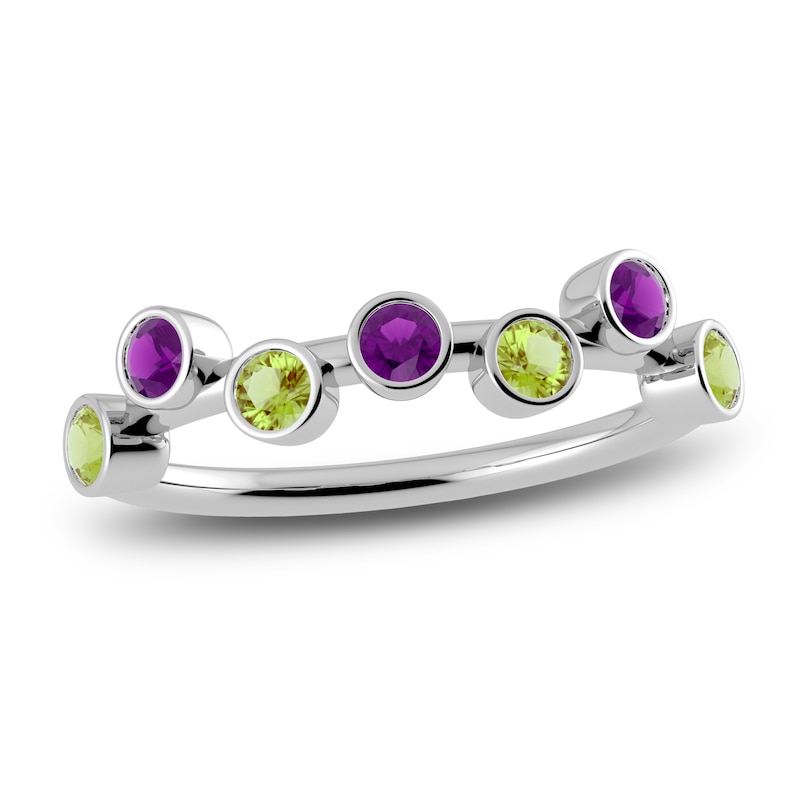 Main Image 1 of Juliette Maison Natural Peridot & Natural Amethyst Ring 10K White Gold