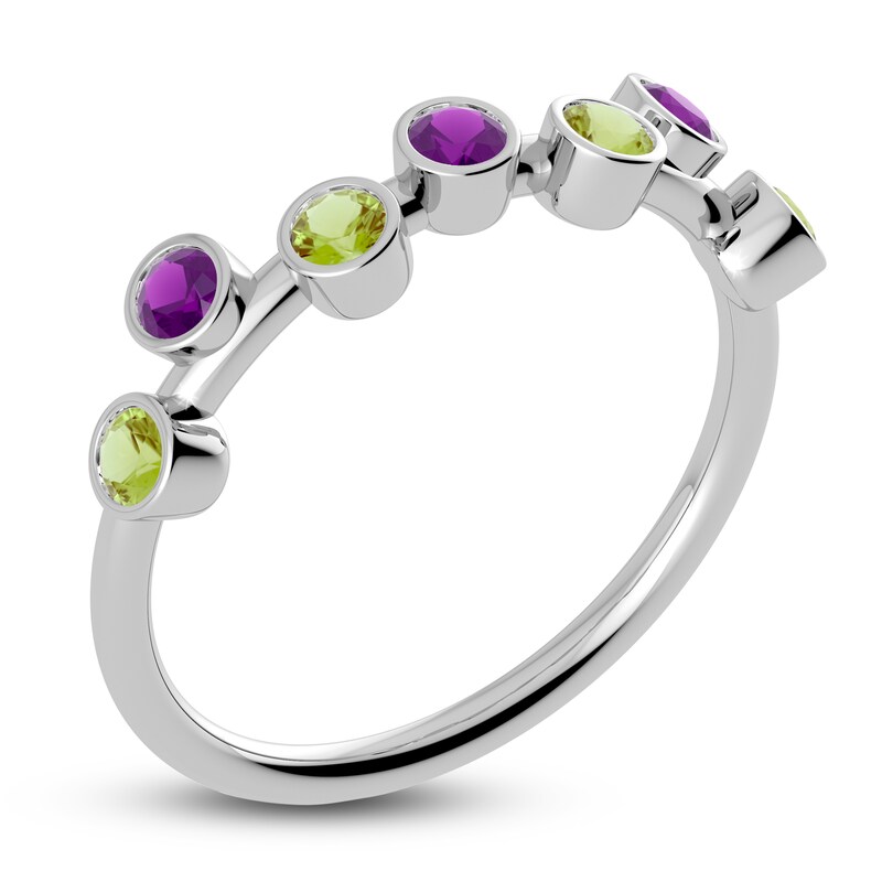 Main Image 2 of Juliette Maison Natural Peridot & Natural Amethyst Ring 10K White Gold