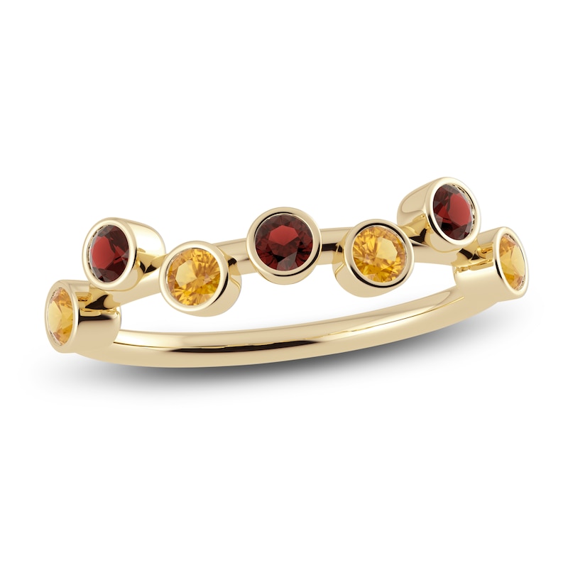 Main Image 1 of Juliette Maison Natural Garnet & Natural Citrine Ring 10K Yellow Gold