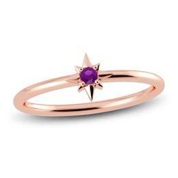 Juliette Maison Natural Amethyst Starburst Ring 10K Rose Gold