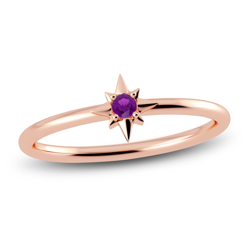 Main Image 1 of Juliette Maison Natural Amethyst Starburst Ring 10K Rose Gold