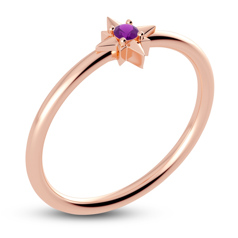 Main Image 2 of Juliette Maison Natural Amethyst Starburst Ring 10K Rose Gold
