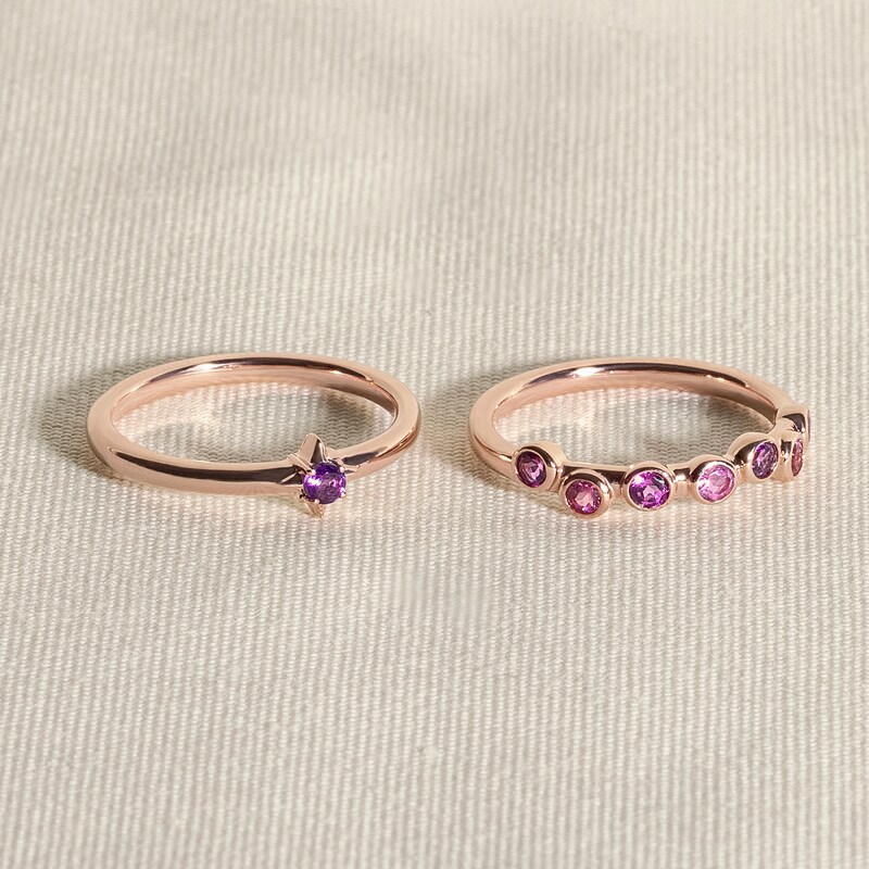 Main Image 4 of Juliette Maison Natural Amethyst Starburst Ring 10K Rose Gold