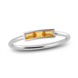 Juliette Maison Natural Citrine Baguette Bar Ring 10K White Gold