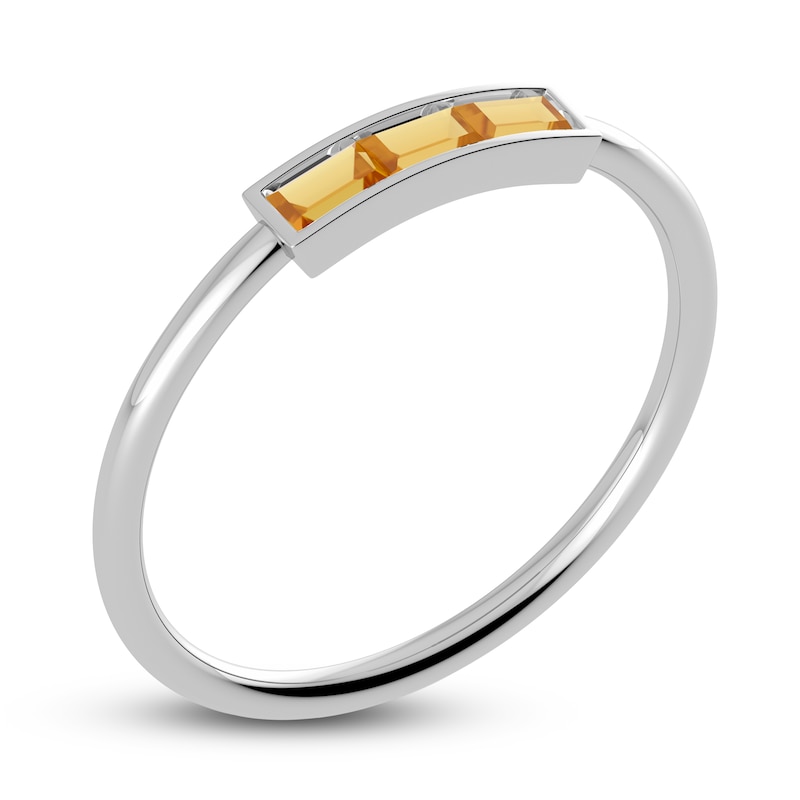Main Image 2 of Juliette Maison Natural Citrine Baguette Bar Ring 10K White Gold