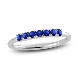 Juliette Maison Natural Blue Sapphire Half Eternity Ring 10K White Gold