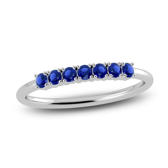 Juliette Maison Natural Blue Sapphire Half Eternity Ring 10K White Gold