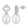 Cultured South Sea Pearl Earrings 1/6 ct tw Round 18K White Gold
