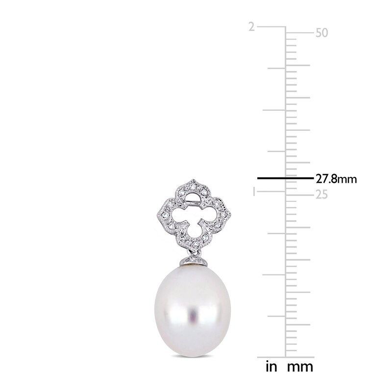 Cultured South Sea Pearl Earrings 1/6 ct tw Round 18K White Gold