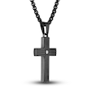 Thumbnail Image 2 of Men's Diamond Accent Cross Pendant Necklace 1/20 ct tw Round Black Titanium/Stainless Steel 22"