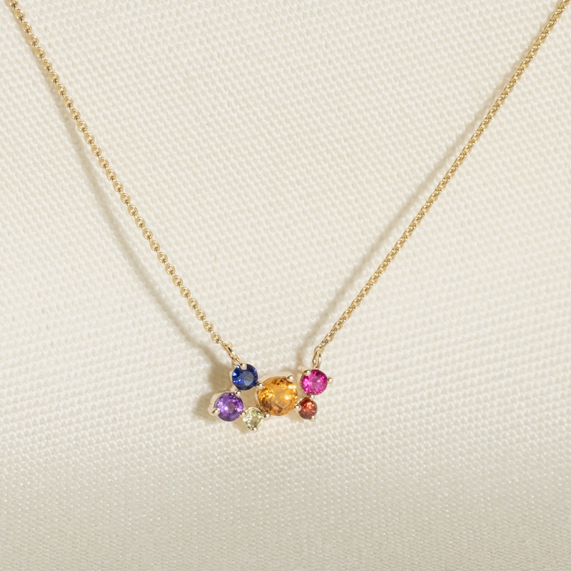 Main Image 4 of Juliette Maison Natural White Sapphire, Pink Tourmaline, Amethyst Constellation Necklace 10K White Gold 18"