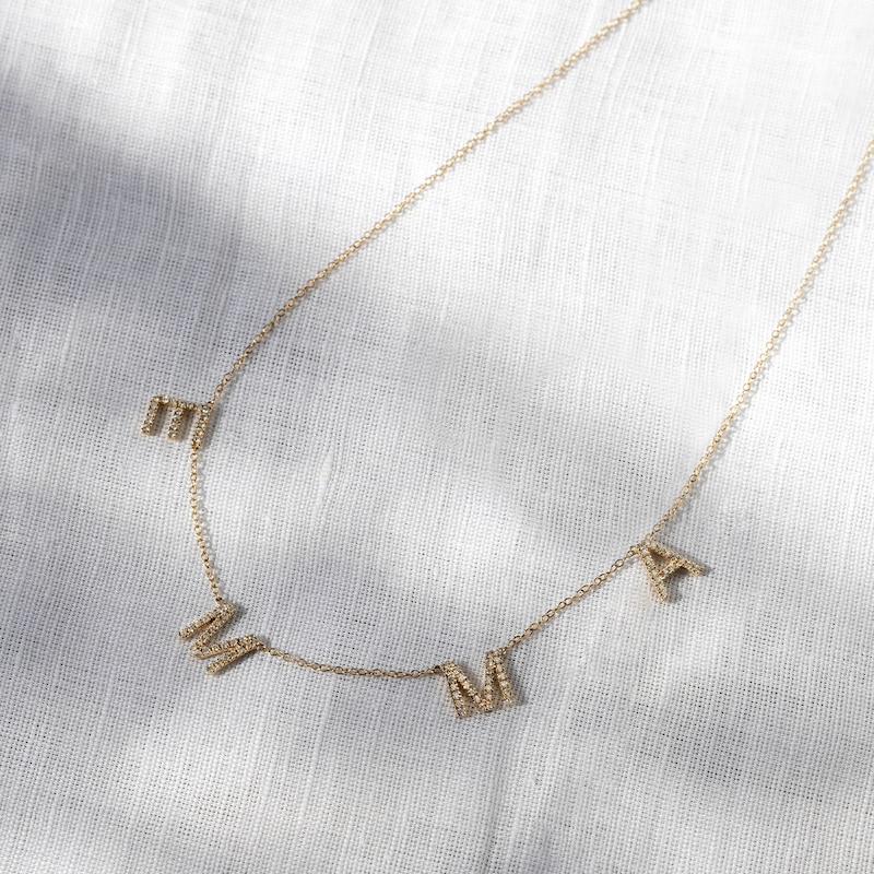 Main Image 3 of Juliette Maison Diamond Station Name Necklace 1/8 ct tw Round 10K Yellow Gold