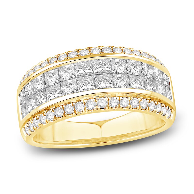 Main Image 1 of Diamond Multi-Row Anniversary Band 2 ct tw Princess/Round 14K Yellow Gold