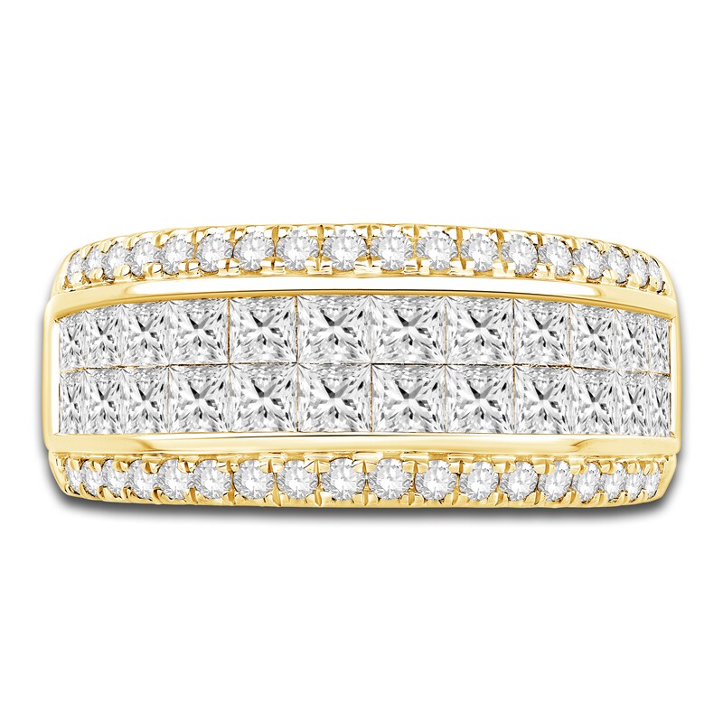 Main Image 3 of Diamond Multi-Row Anniversary Band 2 ct tw Princess/Round 14K Yellow Gold