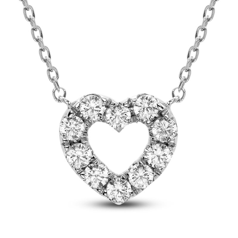 Main Image 1 of Certified Diamond Heart Necklace 1 ct tw 18K White Gold