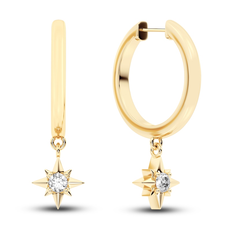 Main Image 1 of Juliette Maison Natural White Sapphire Starburst Drop Earrings 10K Yellow Gold