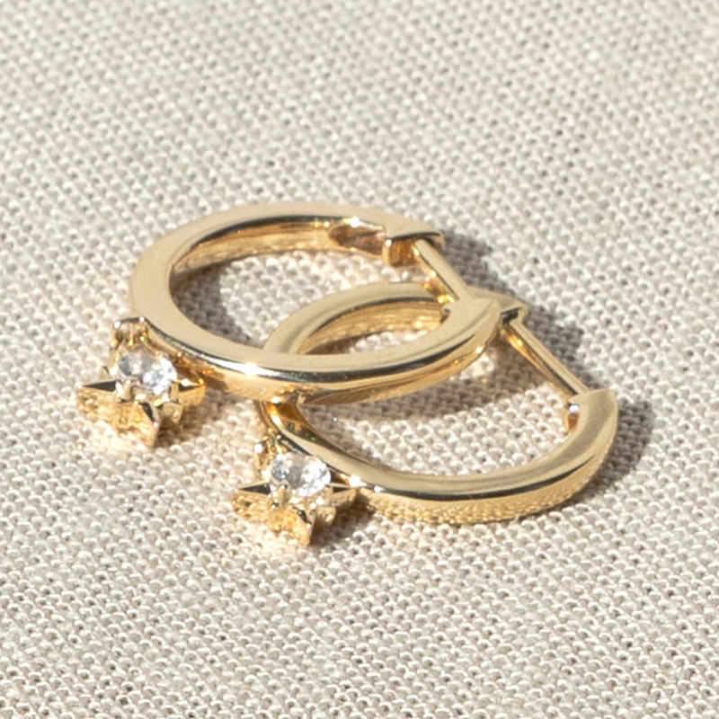Main Image 2 of Juliette Maison Natural White Sapphire Starburst Drop Earrings 10K Yellow Gold