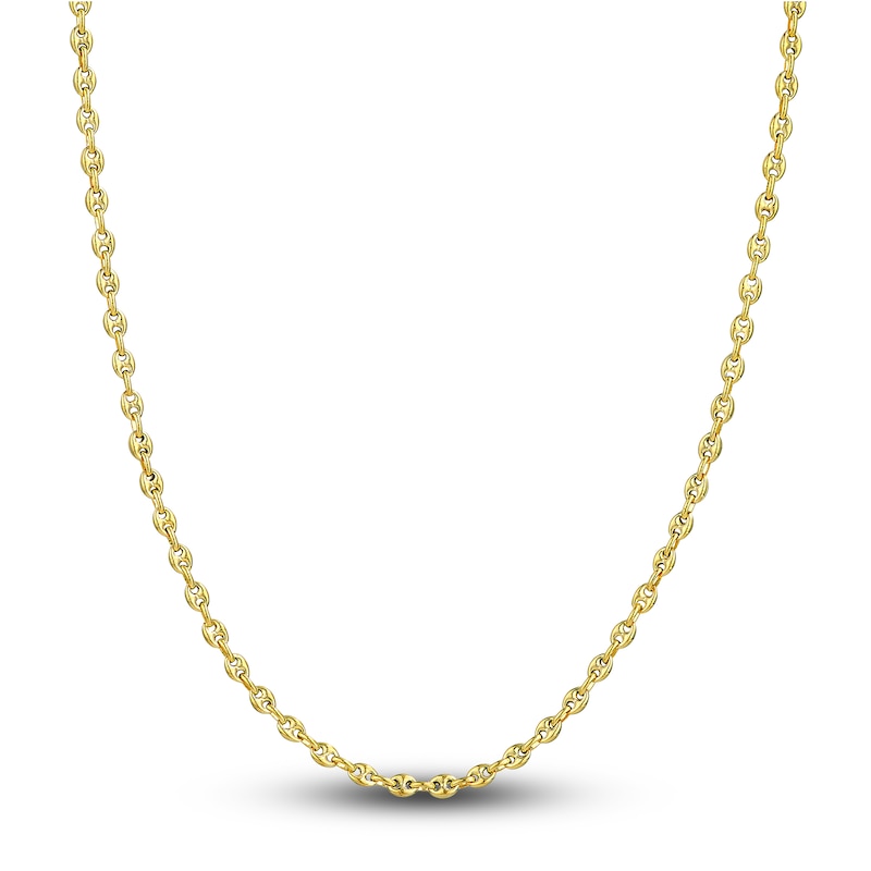 Main Image 1 of Hollow Puffy Mariner Link Necklace 14K Yellow Gold 20" 3.7mm