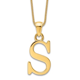 Initial S Necklace 14K Yellow Gold 18"