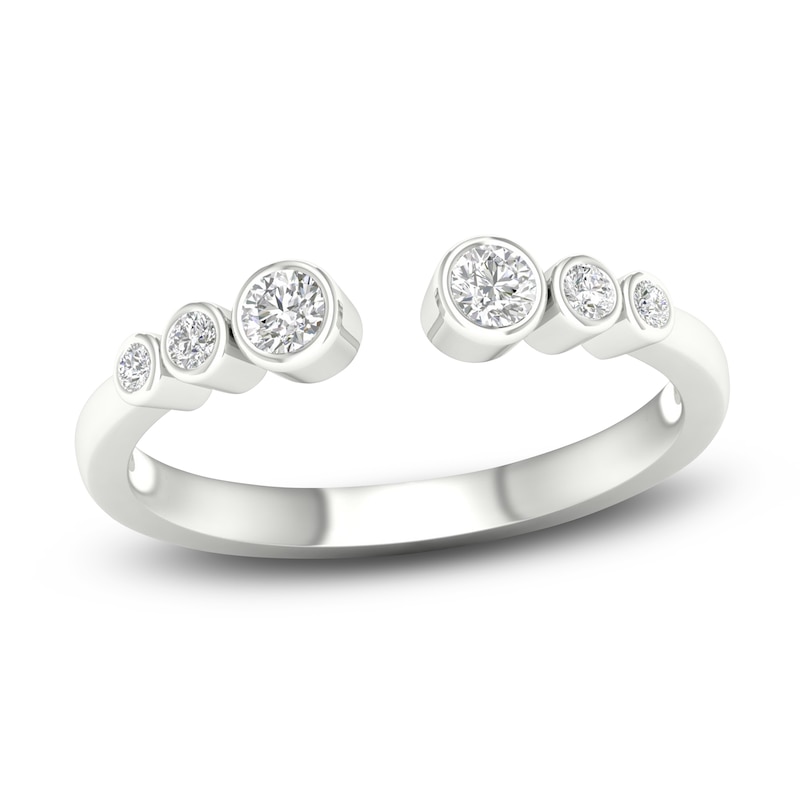Main Image 1 of Diamond Bezel Open Cuff Wedding Band 1/5 ct tw Round 14K White Gold