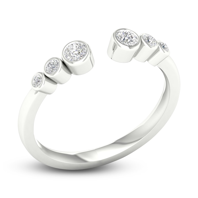 Main Image 2 of Diamond Bezel Open Cuff Wedding Band 1/5 ct tw Round 14K White Gold
