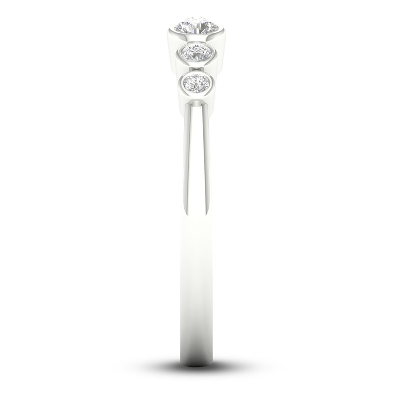Main Image 3 of Diamond Bezel Open Cuff Wedding Band 1/5 ct tw Round 14K White Gold