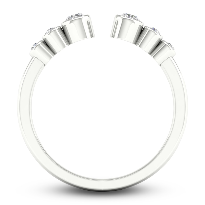 Main Image 4 of Diamond Bezel Open Cuff Wedding Band 1/5 ct tw Round 14K White Gold