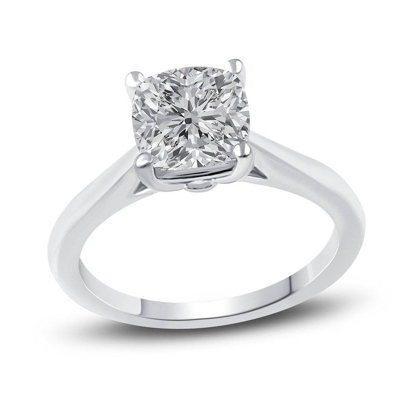 3.02 Carat Antique Cushion Lab Diamond Solitaire Engagement Ring | White Gold | by Lauren B Jewelry