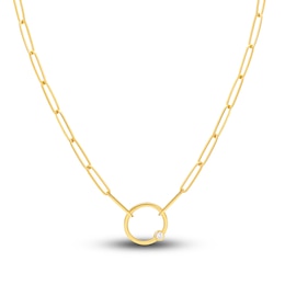 Paperclip Necklace Diamond Accent 14K Yellow Gold 18"