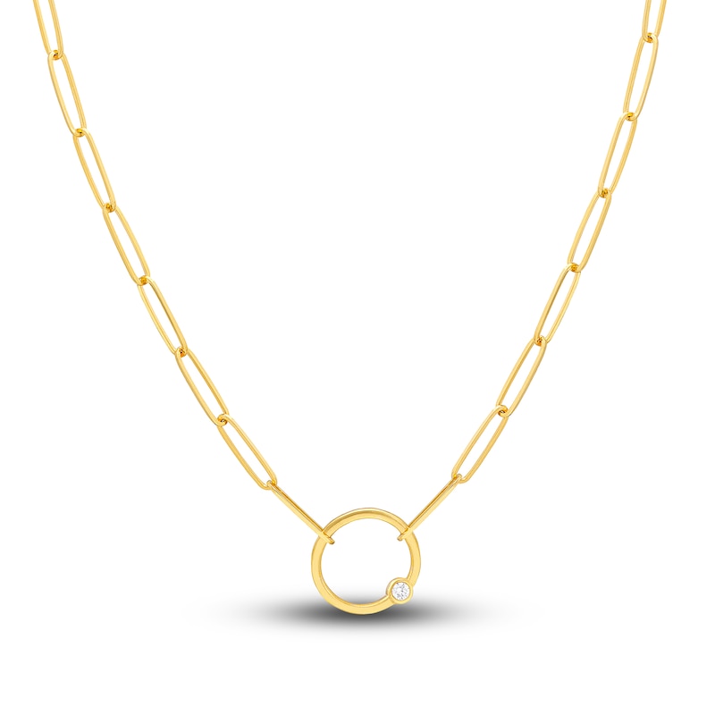 Main Image 1 of Paperclip Necklace Diamond Accent 14K Yellow Gold 18"
