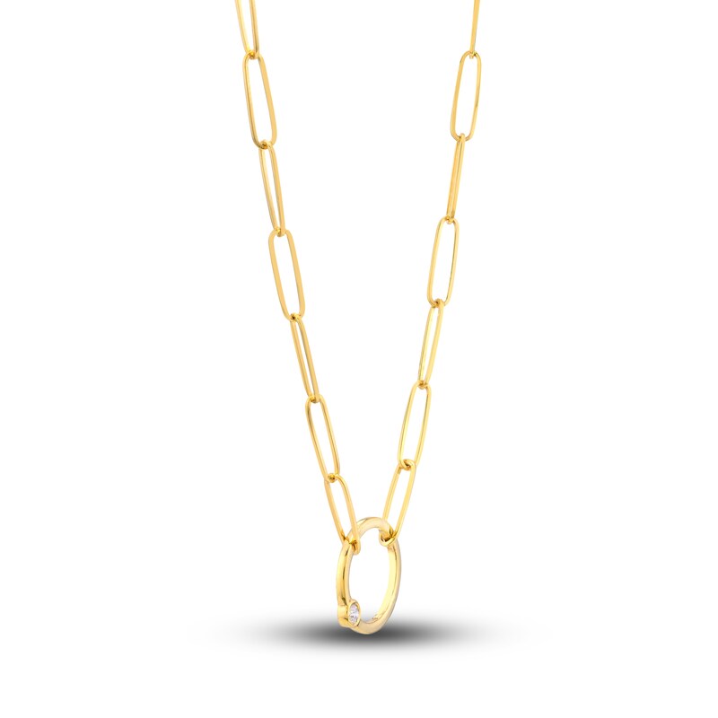 Main Image 2 of Paperclip Necklace Diamond Accent 14K Yellow Gold 18"