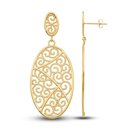 Oval Dangle Earrings 14K Yellow Gold