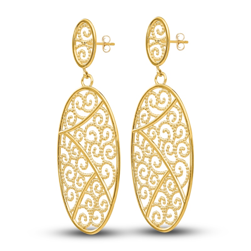 Main Image 2 of Oval Dangle Earrings 14K Yellow Gold
